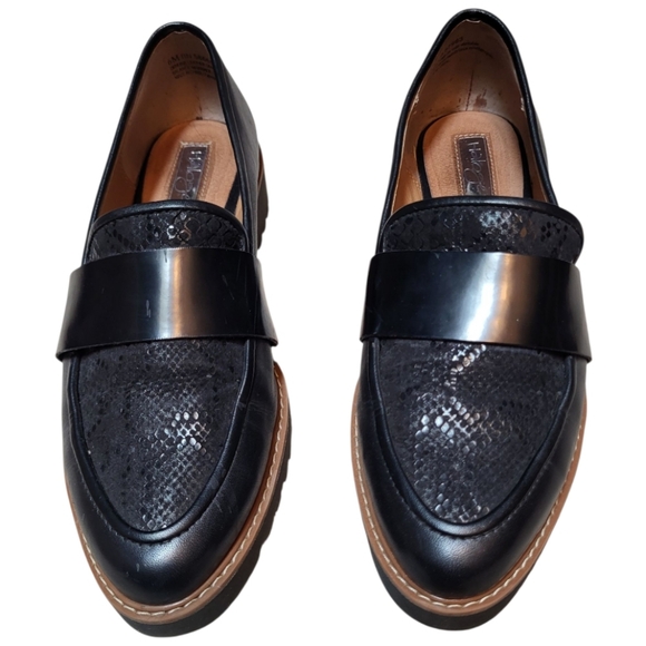 Halogen Women's Black Leather Slip On Embellished Loafers w/ Lug Sole - Size 6M - Picture 3 of 7